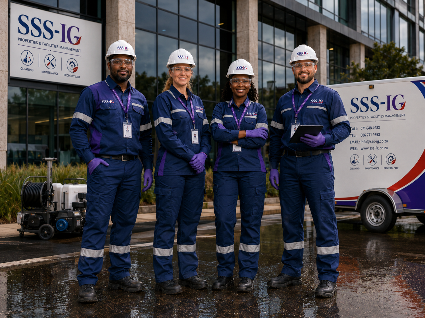 Staff wearing full PPE and reflective gear